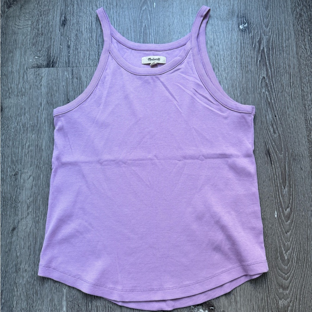 Madewell Lavender Ribbed Tank Top Supima Cotton Stretch Scoop Neck XL